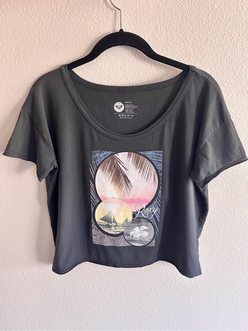 Roxy Short-Sleeve Graphic Crop Tee Coastal Women's Small